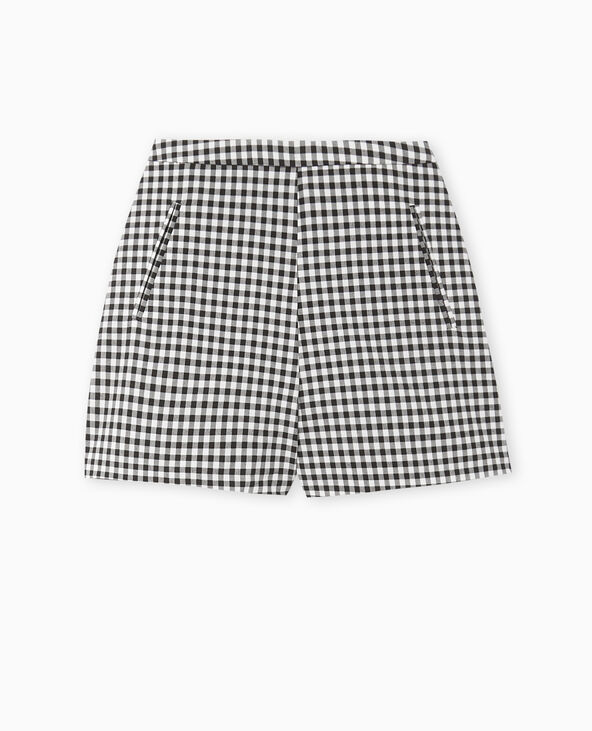 Short city taille haute motif vichy noir - Pimkie