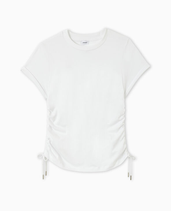 T-shirt avec liens coulissés à nouer blanc - Pimkie
