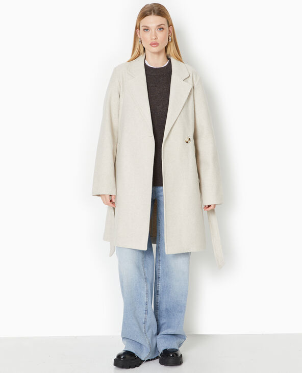 Manteau mi-long avec ceinture beige - Pimkie