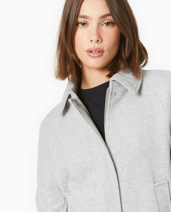 Blouson avec col en drap de laine gris clair - Pimkie