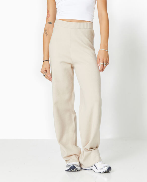 Pantalon droit en maille fine beige - Pimkie