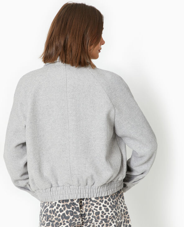 Blouson avec col en drap de laine gris clair - Pimkie