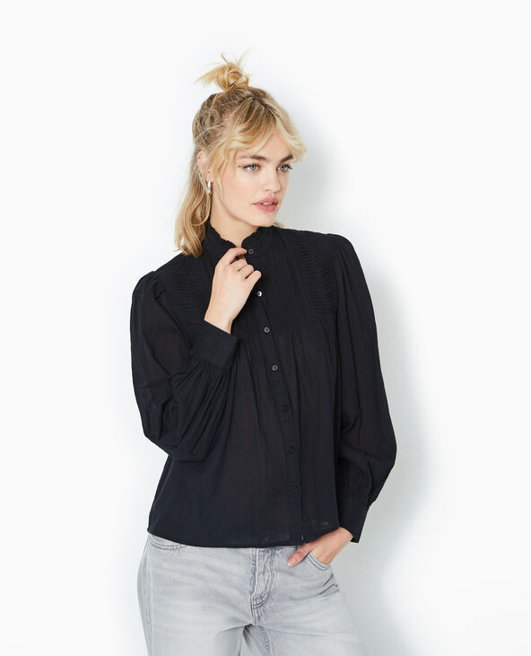 Blouse boutonnée avec plis noir - Pimkie