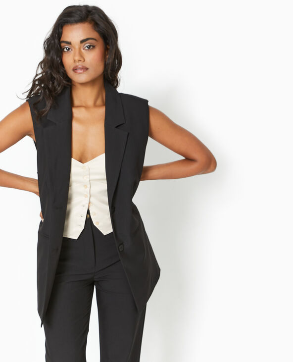 Veste blazer sans manches avec ceinture noir - Pimkie