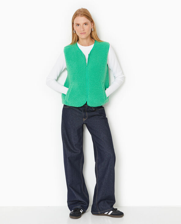 Gilet sans manches effet mouton vert - Pimkie