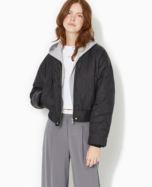 Blouson matelassé forme bomber noir - Pimkie