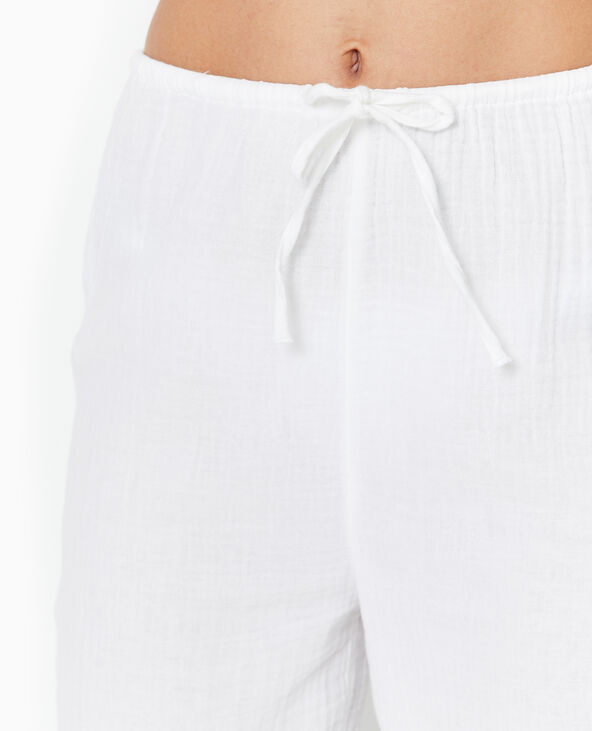 Pantalon large en gaze de coton blanc - Pimkie