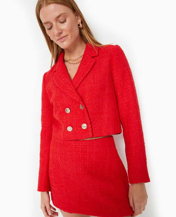 Veste courte en tweed rouge - Pimkie