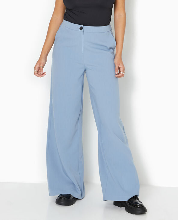 Pantalon large et droit taille haute bleu - Pimkie