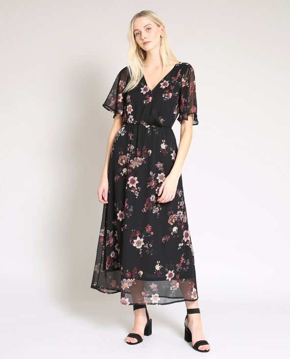 Robe longue à fleurs noir - Pimkie