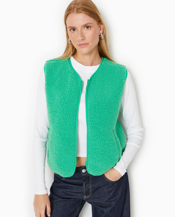 Gilet sans manches effet mouton vert - Pimkie