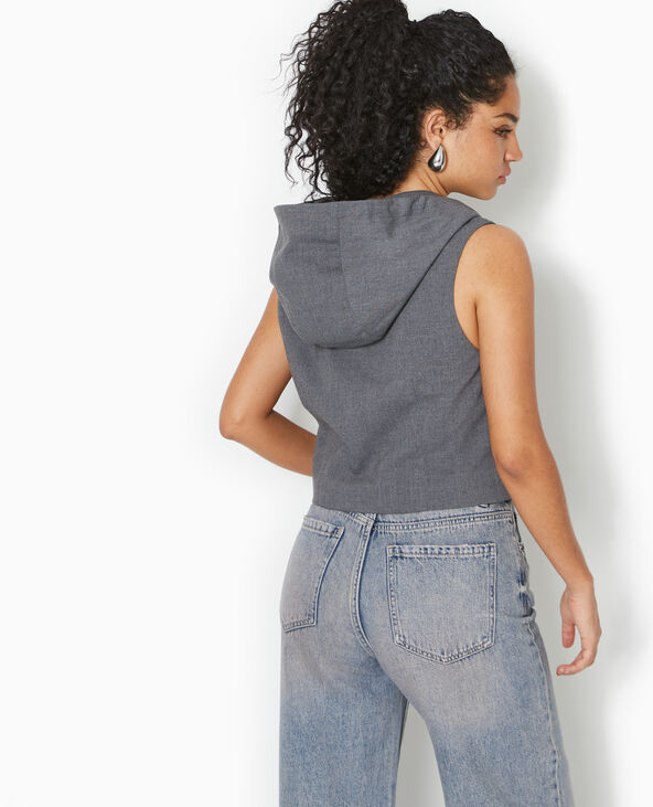 Veste sans manches avec capuche gris foncé - Pimkie