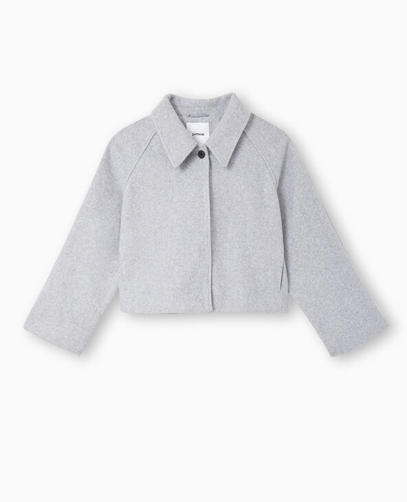 Manteau court drap de laine gris clair - Pimkie