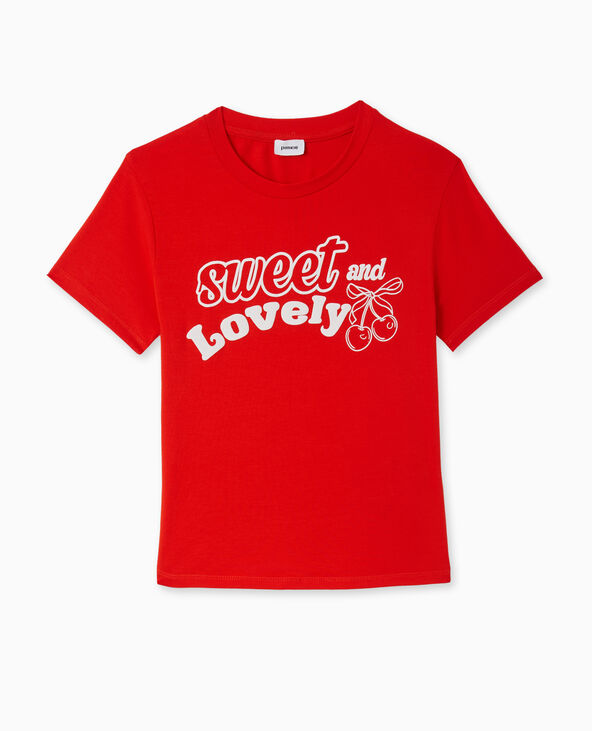 T-shirt ajusté avec print devant rouge - Pimkie