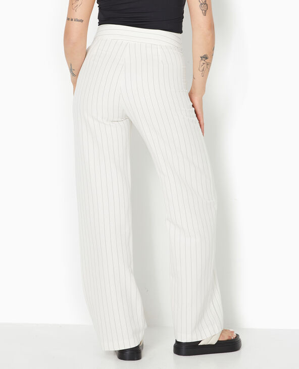 Pantalon droit taille haute fines rayures blanc - Pimkie