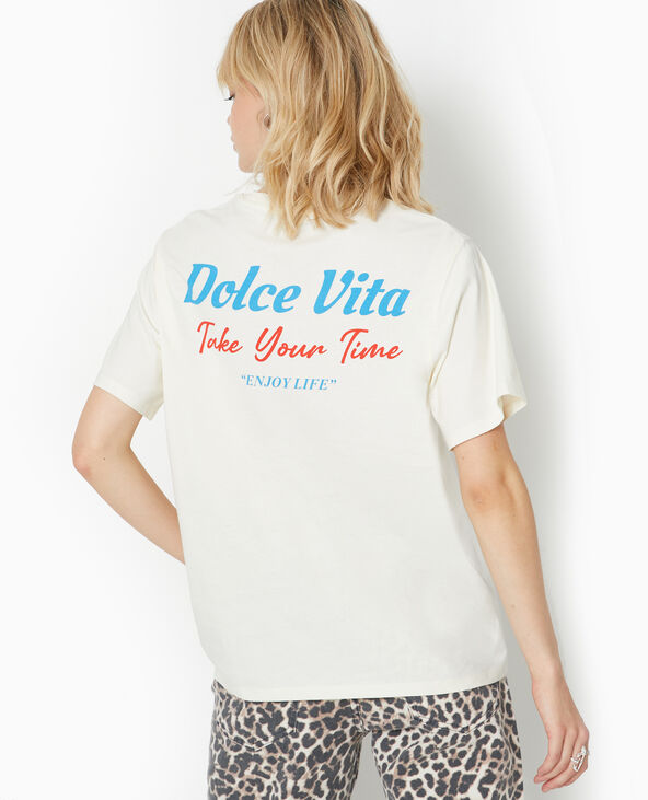 T-shirt oversize avec print poitrine et dos blanc - Pimkie