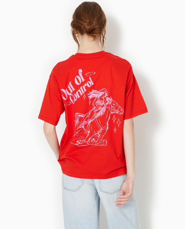 T-shirt oversize avec print devant et dos rouge - Pimkie