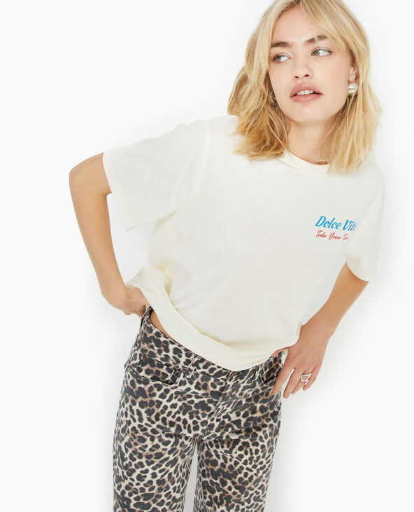 T-shirt oversize avec print poitrine et dos blanc - Pimkie