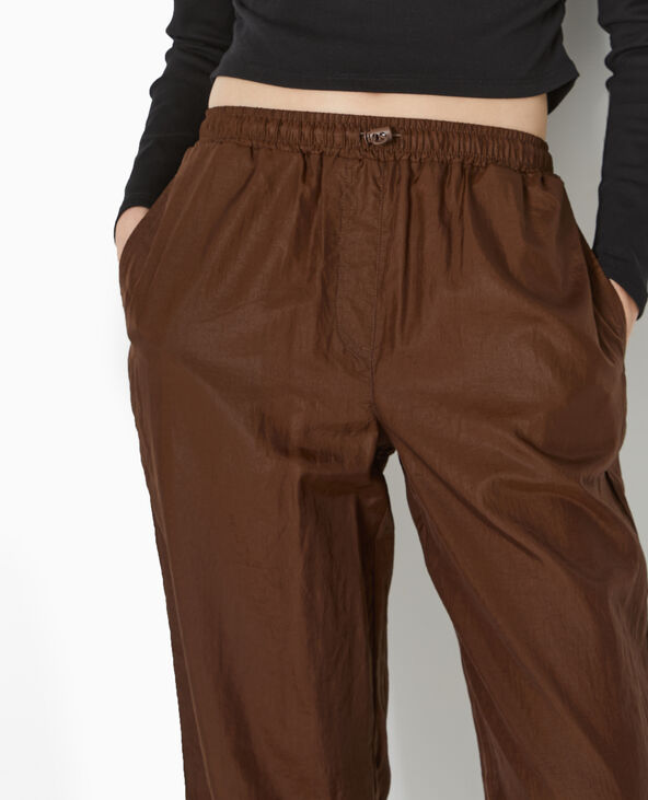 Pantalon parachute avec liens élastiqués marron - Pimkie