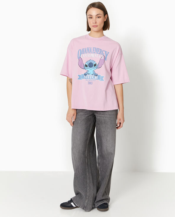 T-shirt oversize avec print STITCH rose - Pimkie