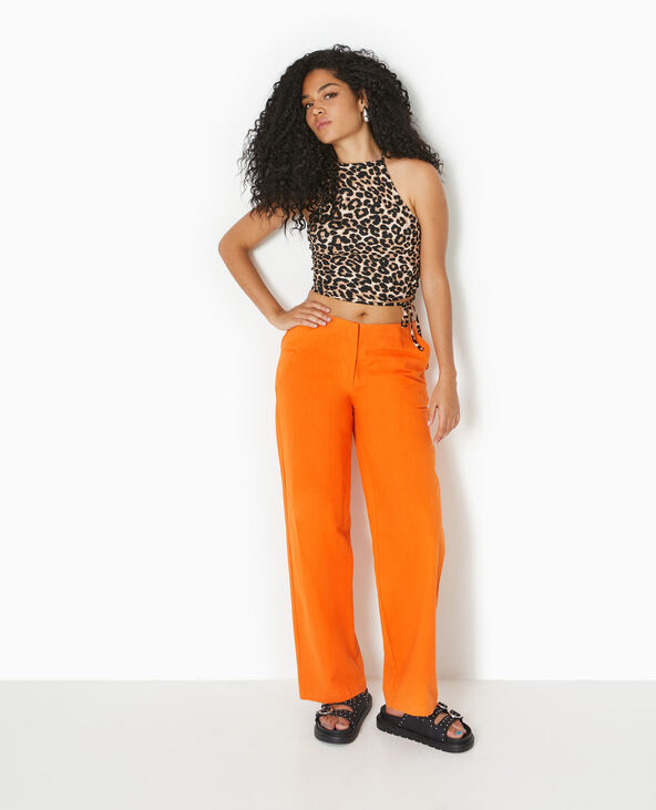 Pantalon taille basse jambes droites orange - Pimkie