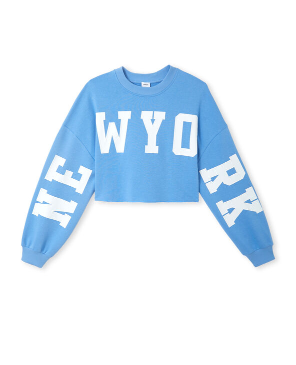 Sweat cropped base coupée avec NEW YORK bleu - Pimkie