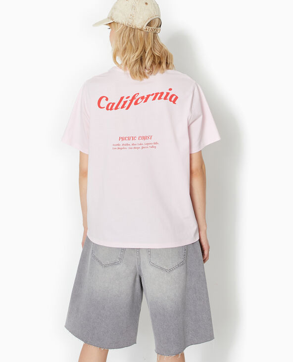 T-shirt oversize avec print poitrine et dos rose clair - Pimkie