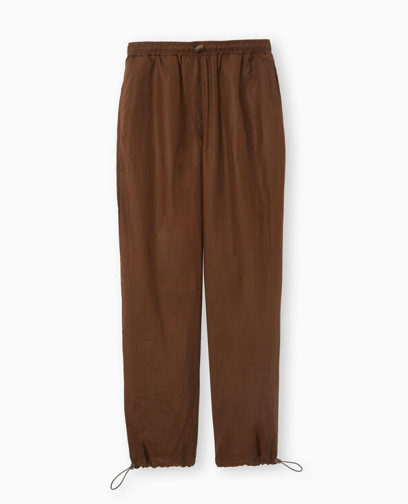 Pantalon parachute avec liens élastiqués marron - Pimkie