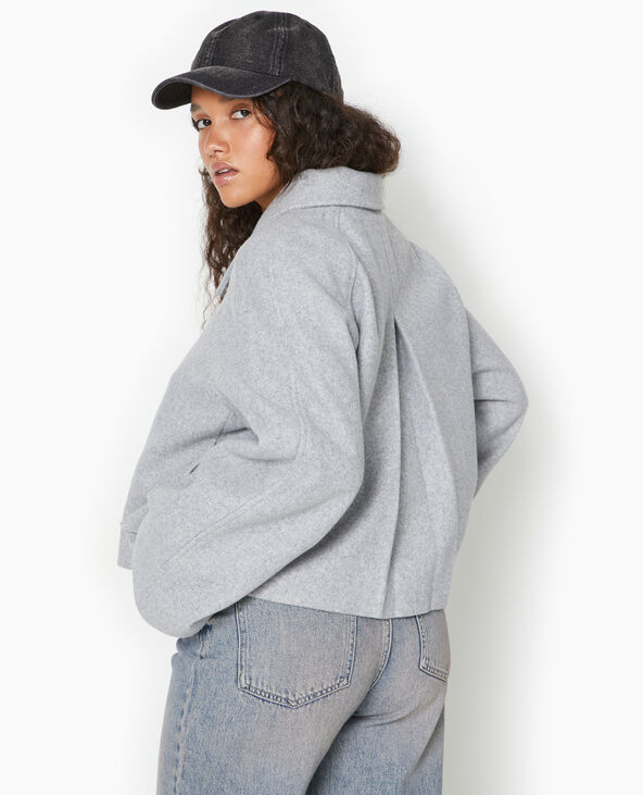 Manteau court drap de laine gris clair - Pimkie