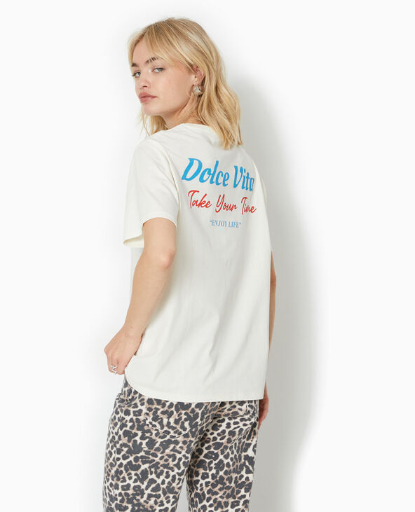 T-shirt oversize avec print poitrine et dos blanc - Pimkie