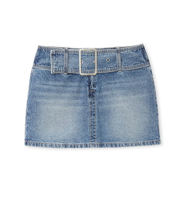 Mini jupe bandeau en jean avec ceinture large bleu - Pimkie