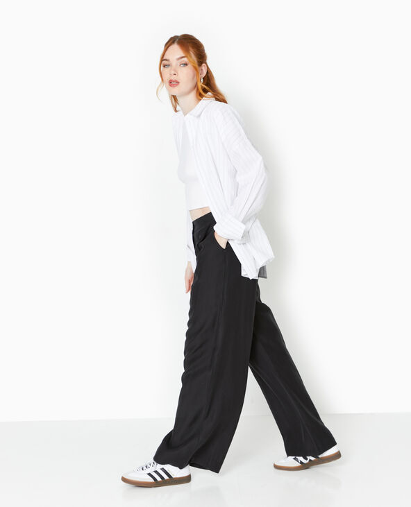 Pantalon large avec pinces noir - Pimkie