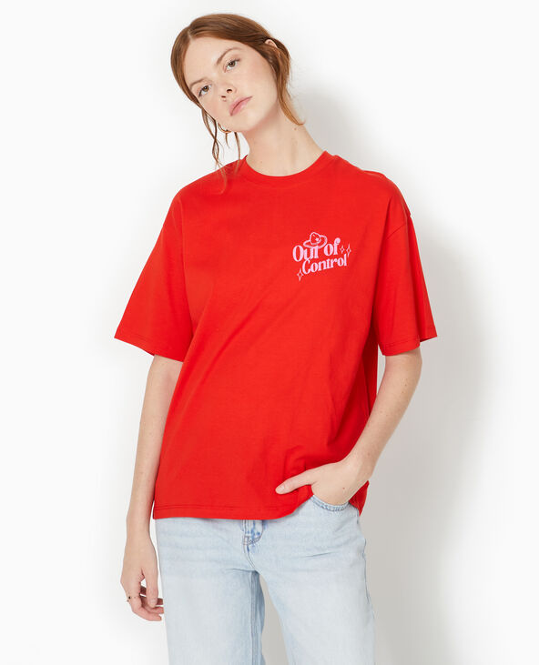 T-shirt oversize avec print devant et dos rouge - Pimkie