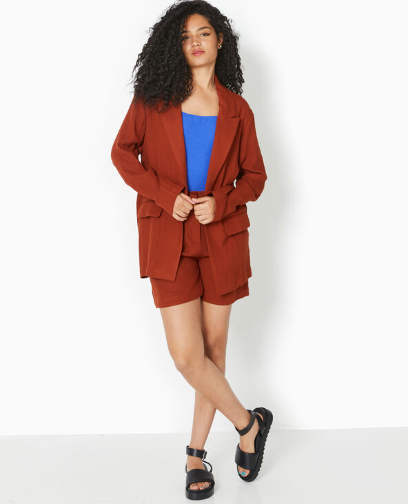 Veste blazer souple en tissu fluide marron - Pimkie