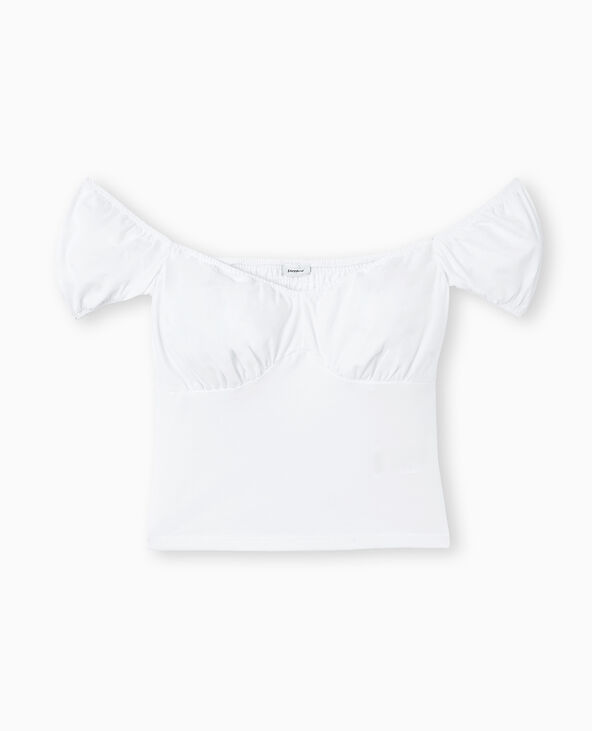 Top encolure coeur avec smock dos blanc - Pimkie