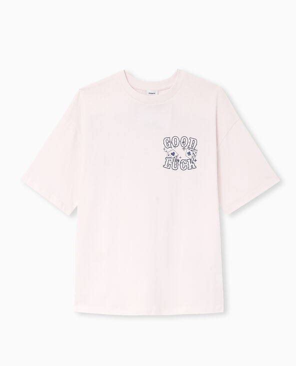 T-shirt oversize avec print devant et dos rose clair - Pimkie