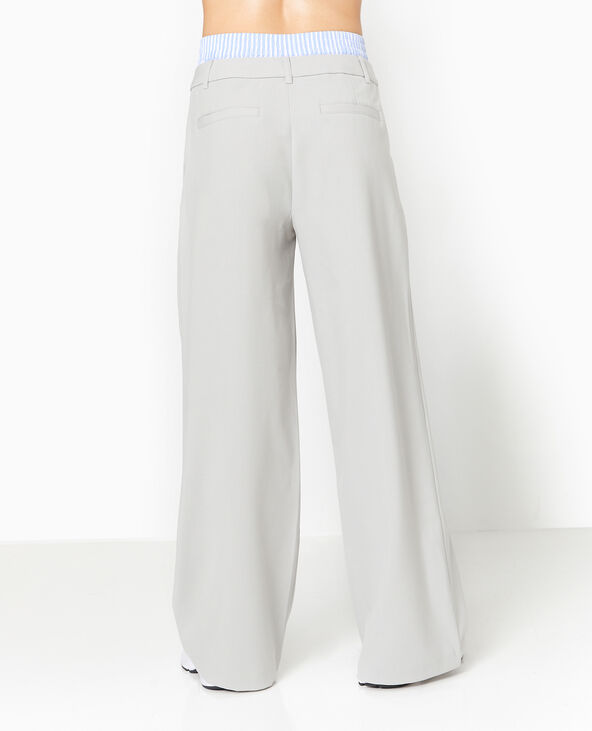 Pantalon large avec effet caleçon apparent gris clair - Pimkie