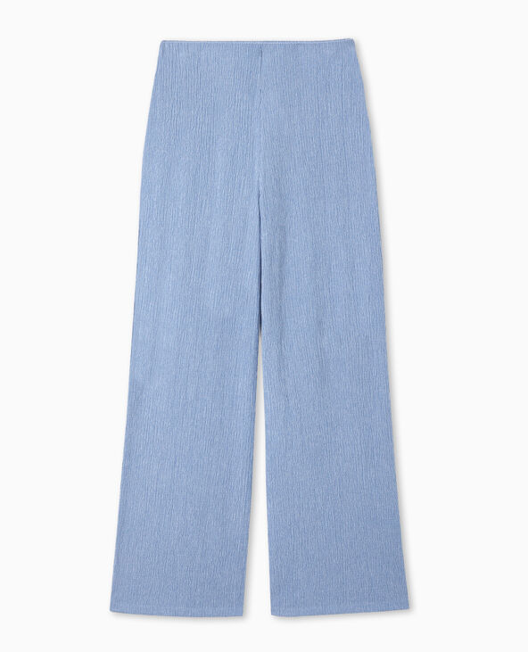 Pantalon large en maille reliéfée bleu - Pimkie