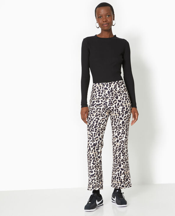 Pantalon 7/8ème flare motif léopard noir - Pimkie