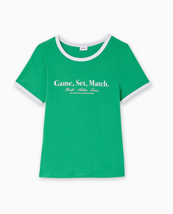 T-shirt avec print et biais contrastés vert - Pimkie