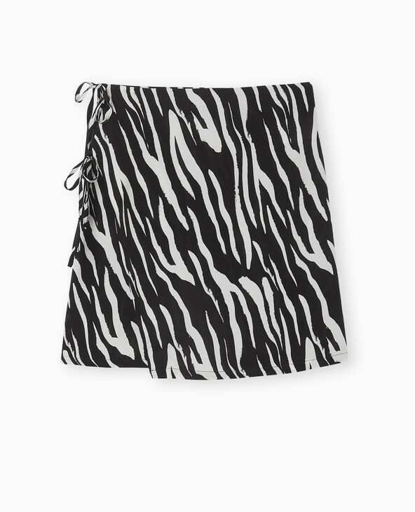 Jupe courte portefeuille motif zèbre noir - Pimkie