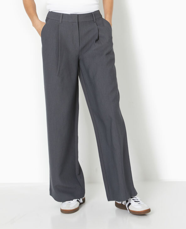 Pantalon large et droit avec pinces gris - Pimkie