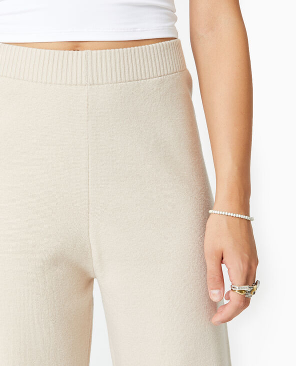 Pantalon droit en maille fine beige - Pimkie