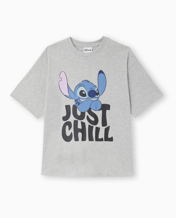 T-shirt oversize STITCH gris chiné - Pimkie