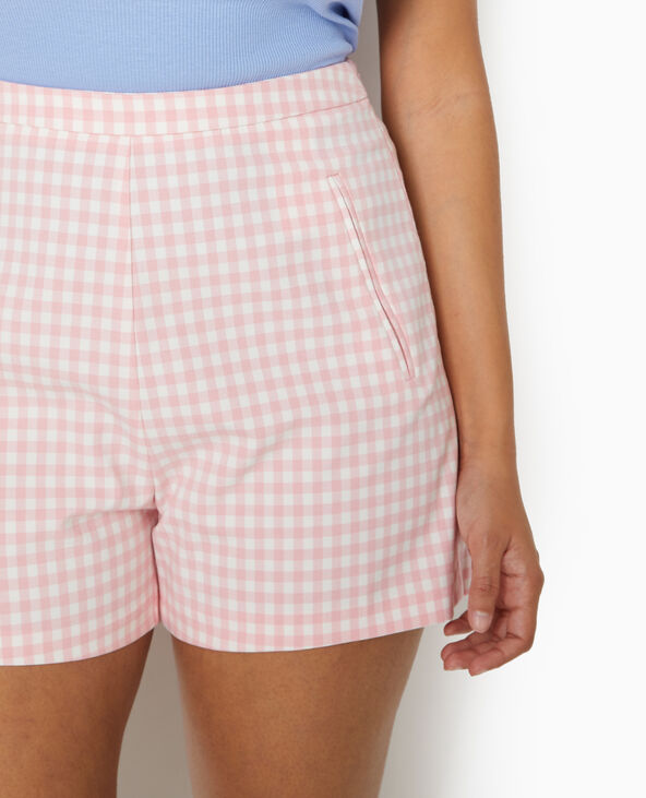 Short city taille haute motif vichy Rose poudré - Pimkie