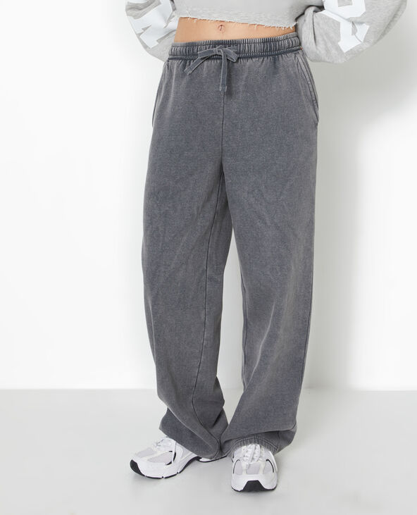 Pantalon de jogging droit en molleton gris foncé - Pimkie