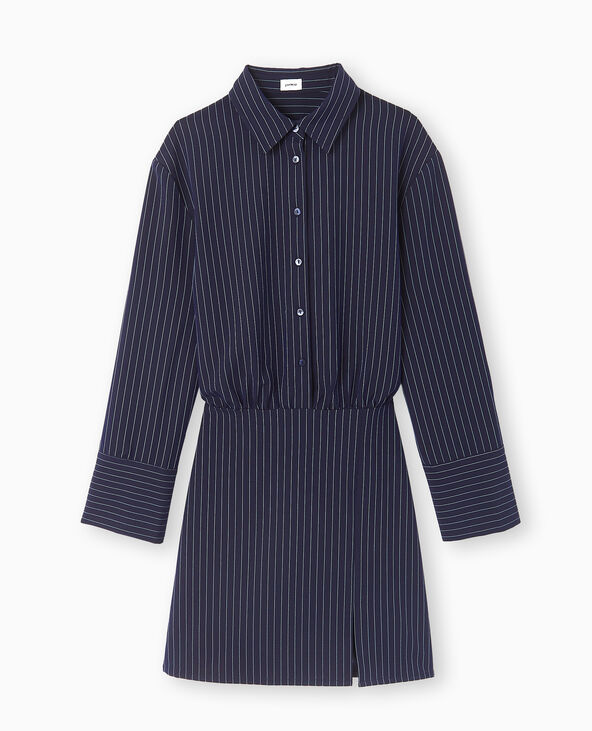 Robe chemise avec taille élastiquée bleu marine - Pimkie