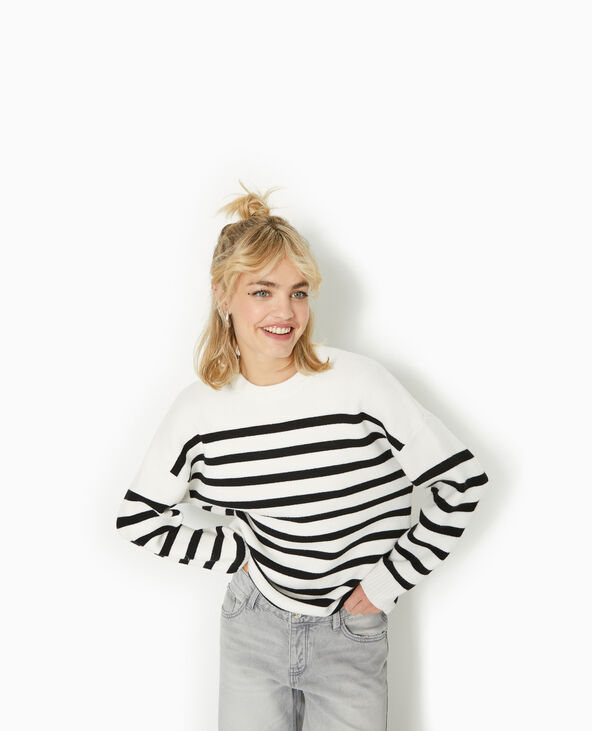 Pull droit rayé blanc - Pimkie