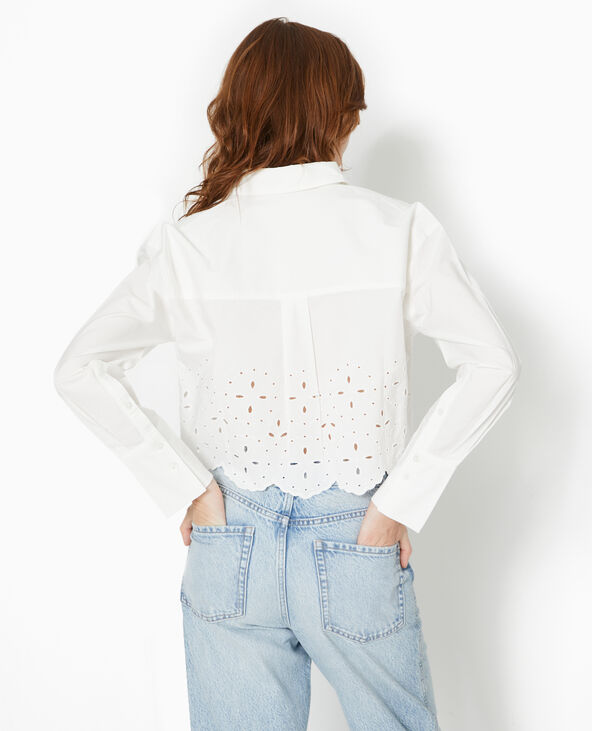 Chemise cropped avec broderie anglaise blanc - Pimkie