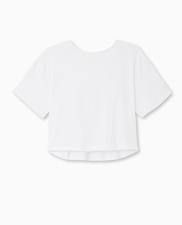 T-shirt bi-matière avec nouettes dos blanc - Pimkie